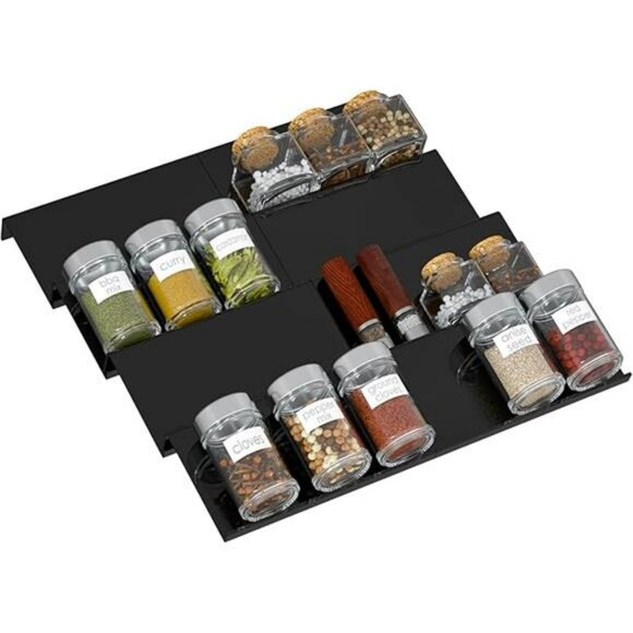 Adjustable Acrylic Spice Drawer Organizer 4 Tier Expandable Rack for Kitchen Jar - Picture 7 of 7